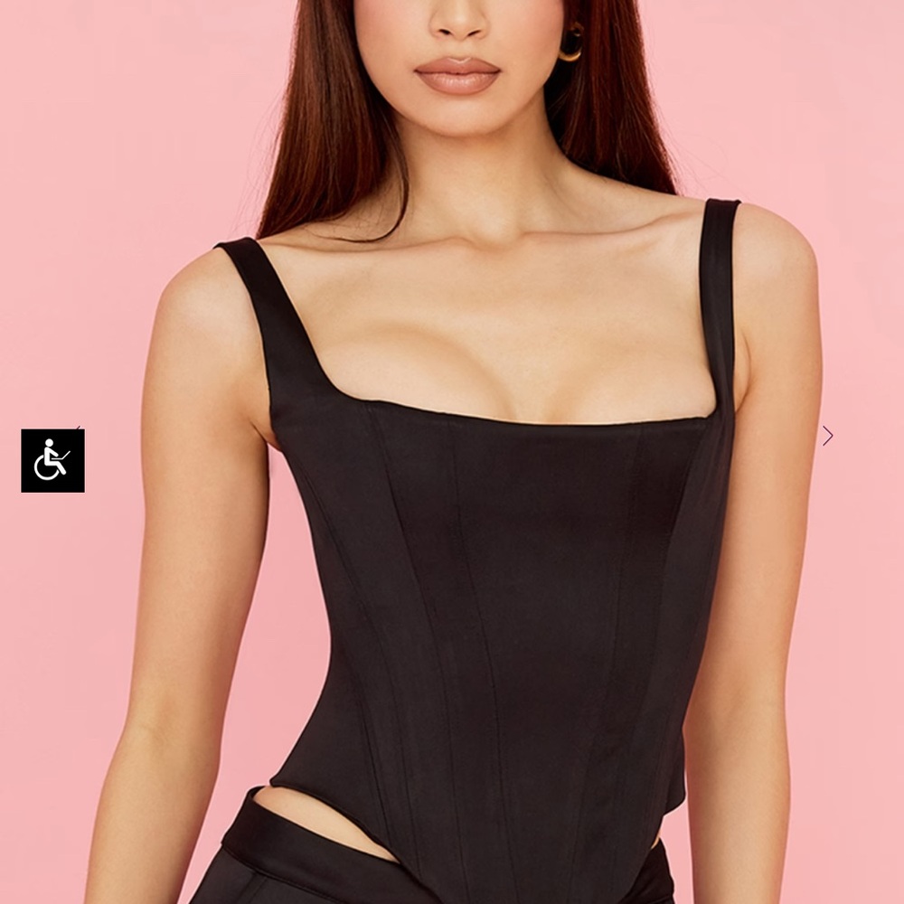 House of CB Rafa: Black Satin Longline Corset